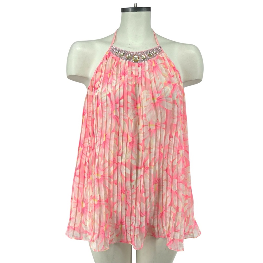Victoria’s Secret Floral Jewel Neck Open Back Accordion Pleat Babydoll Nightie - Picture 1 of 11